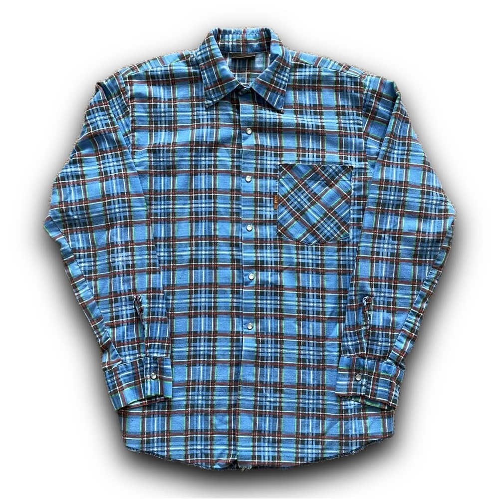Vintage 80s JP Hammill & Son Canadian Caribou Plaid Pearl Snap Shirt Size Small